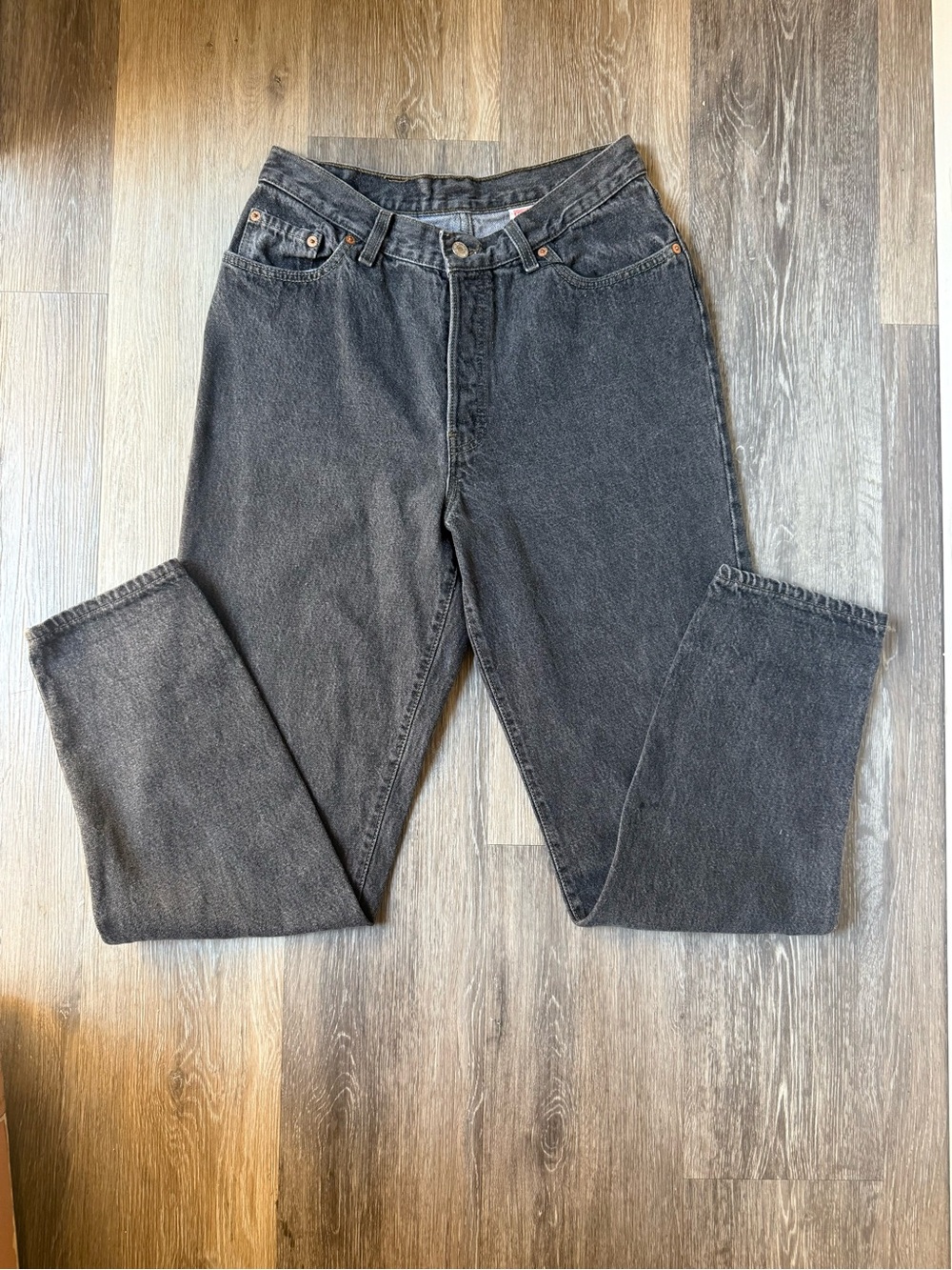 Vintage Made in USA Levi's Black Denim Jeans with Red Logo Tag Womens 29”